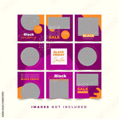 Black Friday Social Media Puzzle Template For Product Discount And Promotion with Trendy Colorful Style