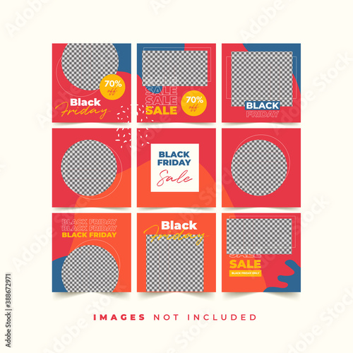 Black Friday Social Media Puzzle Template For Product Discount And Promotion with Trendy Colorful Style