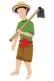 isolated farmer with shovel on white background vector design