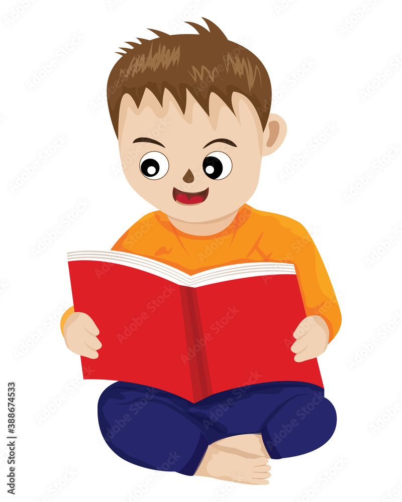 one child reading a book vector design