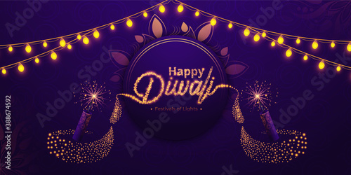 Happy Diwali Festivals Background with Particles