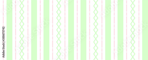 Seamless pattern of broken lines, crosses, and stripes in pastel colors. Vector illustration on a white background.