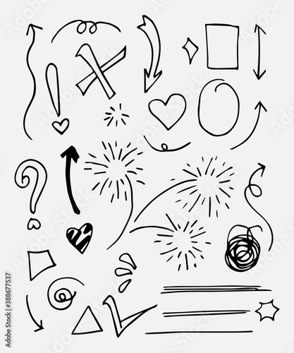 Doodle vector set illustration with hand draw line art style vector.