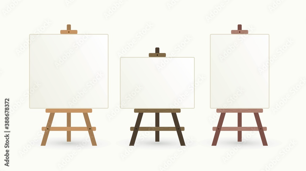 Wooden easel and blank canvas graphic vector