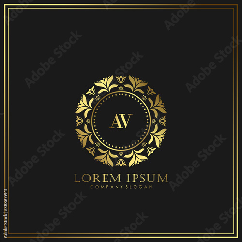 AV Initial Letter Luxury Logo template in vector art for Restaurant, Royalty, Boutique, Cafe, Hotel, Heraldic, Jewelry, Fashion and other vector illustration