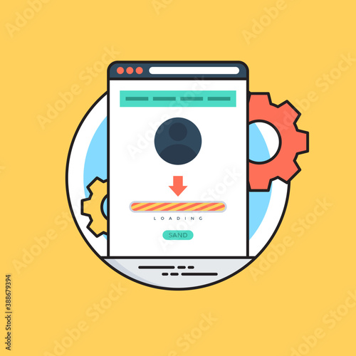 
Mobile app development flat design icon 

