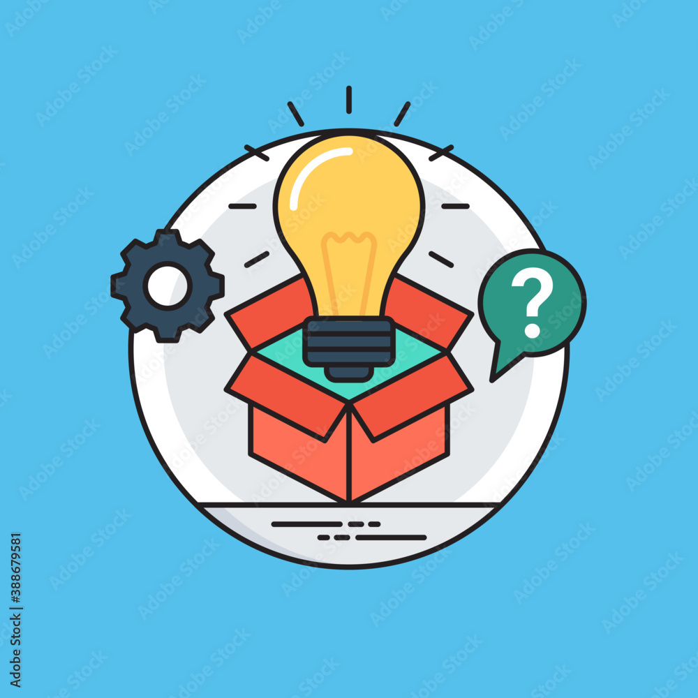 Brainstorming, thinking out of the box vector flat design icon
Brainstorming, thinking out of the box vector flat design icon