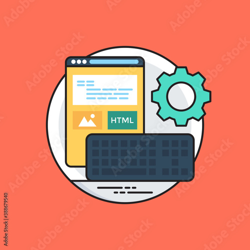 
Mobile app development flat design icon 

