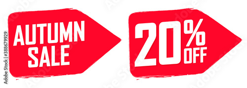 Autumn Sale banners design template, 20% off, Fall discount tags, vector illustration