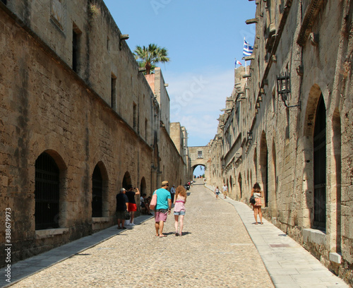 Avenue of the Knights or Odos Ippoton in the Old Town of Rhodes, the city of Rhodes, Greece  photo