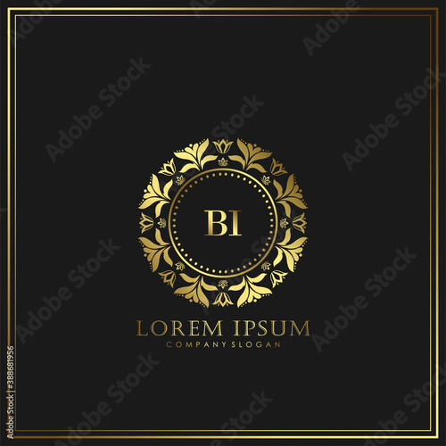 BI Initial Letter Luxury Logo template in vector art for Restaurant, Royalty, Boutique, Cafe, Hotel, Heraldic, Jewelry, Fashion and other vector illustration