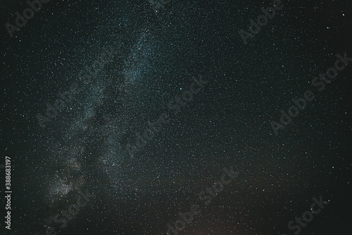Night Sky Stars With Milky Way Galaxy. Dark Starry Sky Background