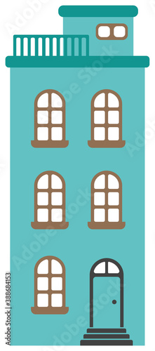 cartoon building / house flat design illustration (front view)