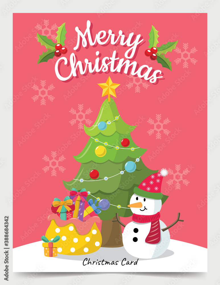 christmas card snowman and christmas tree vector design 06 christmas card snowman and christmas tree vector design 06