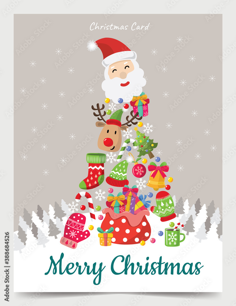 christmas santa claus tree card vector design 03