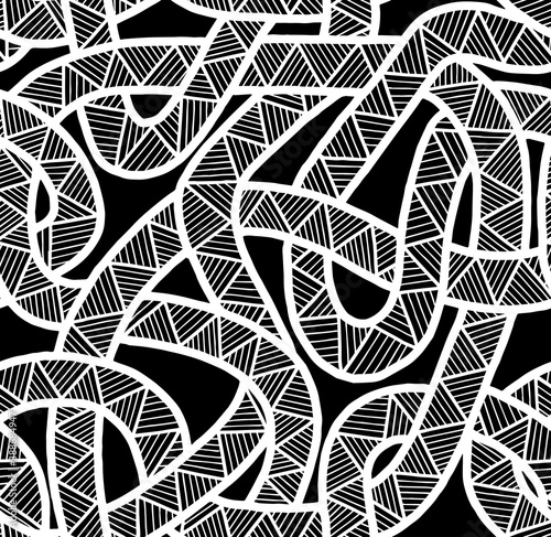 Abstract patterns seamless black and white doodle Sketch
