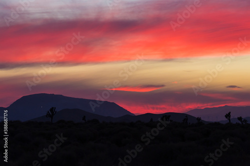 Landscape view of the sunset in the Mojave desert just outside of Mojave, California.