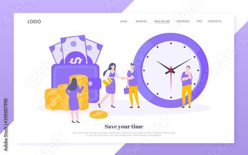 Loan money installment or credit approval business concept vector illustration. Salary payment, online payment symbols with people working together, large clipboard and money coins web template.