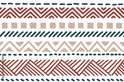 Ethnic vector seamless pattern. Tribal geometric background, boho motif, maya, aztec ornament illustration. rug textile print texture