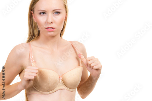 Woman wearing wrong size bra