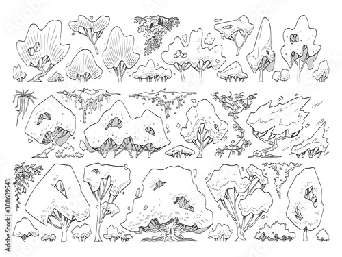 Wallpaper Mural vector of side view tree set, hand drawn sketch isolated on white background Torontodigital.ca