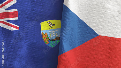 Czech Republic and Saint Helena two flags textile cloth 3D rendering photo