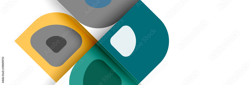 Fototapeta premium Set of vector modern geometric abstract backgrounds with repeating abstract round shapes patterns and shadow effects