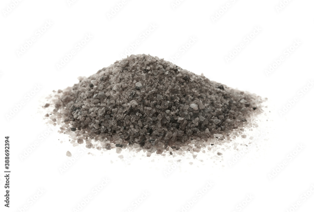 Pile of ground black salt isolated on white Pile of ground black salt isolated on white