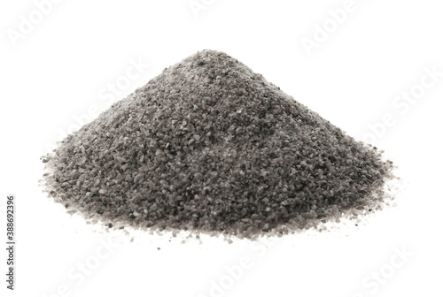 Pile of ground black salt isolated on white
