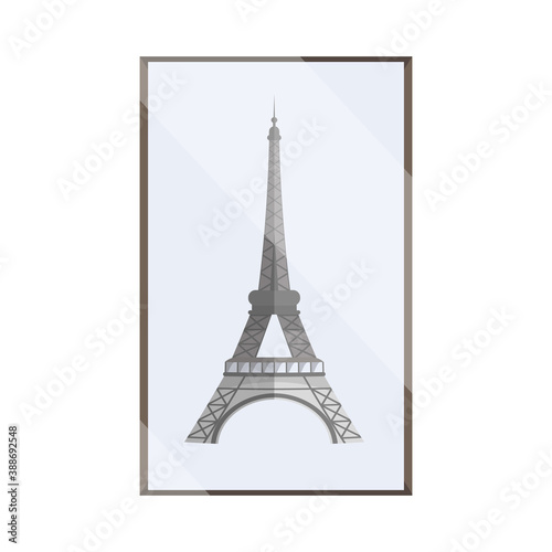 Painting depicting the Eiffel Tower. Interior design element. Isolated. Vector.