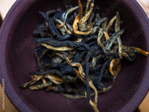 Clay cups with tea, Chinese tea ceremony photo