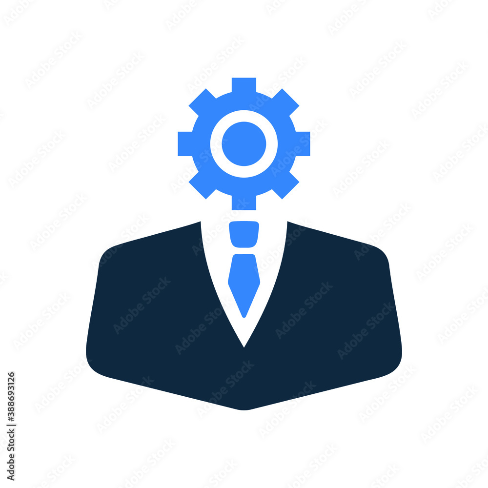 Obraz premium Businessman, job settings, thinking icon. Glyph vector isolated on a white background.