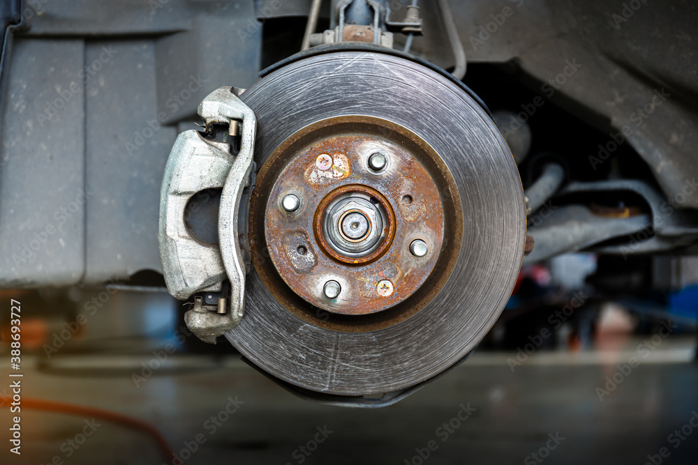 Disc brake of the vehicle for repair , Car brake part at garage