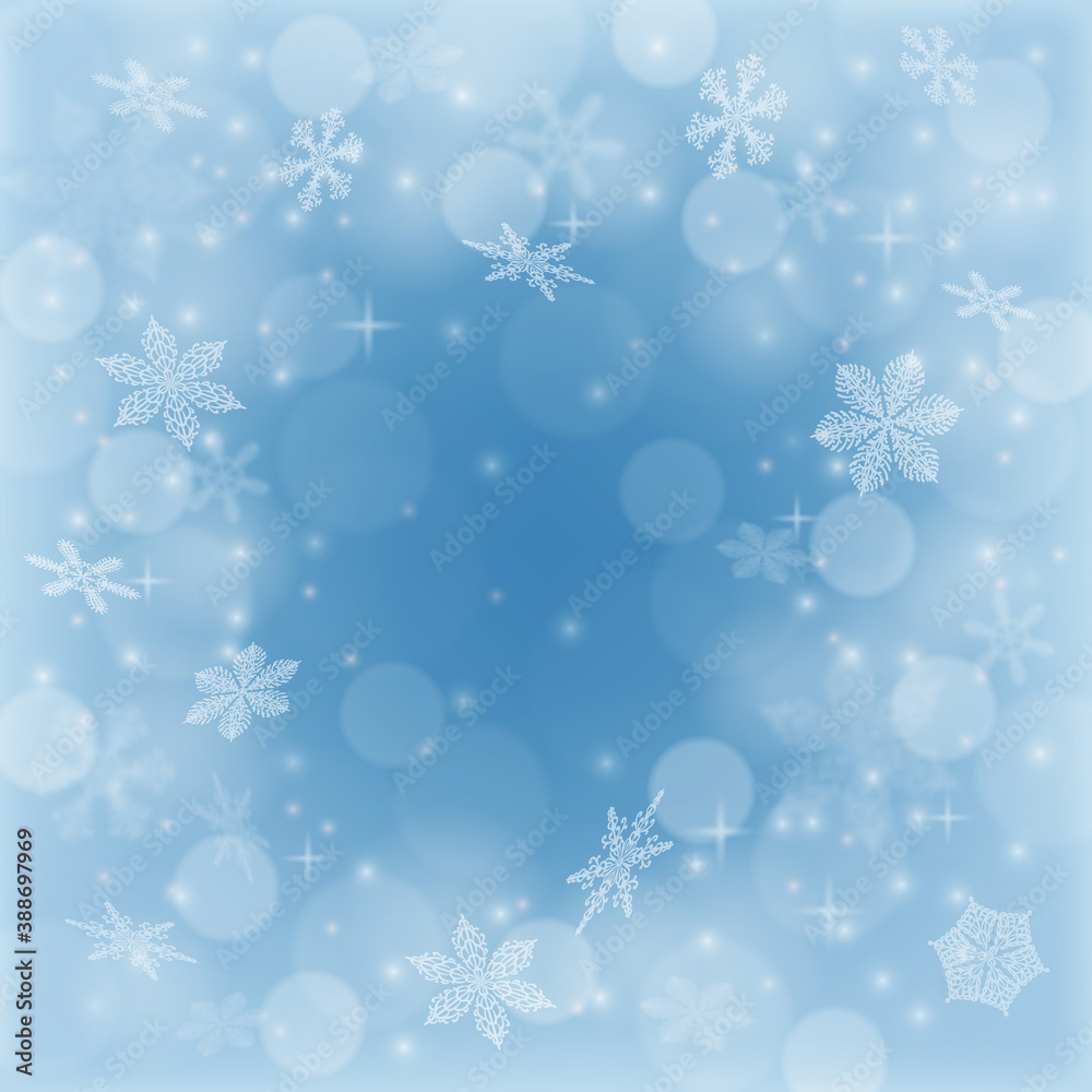 Christmas invitation. Greeting card for Christmas and New Year. Winter concept with falling snow. Winter in nature.