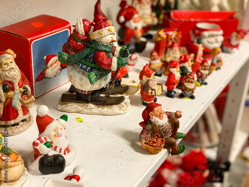 Christmas ornaments for sale in a .Thrift store.