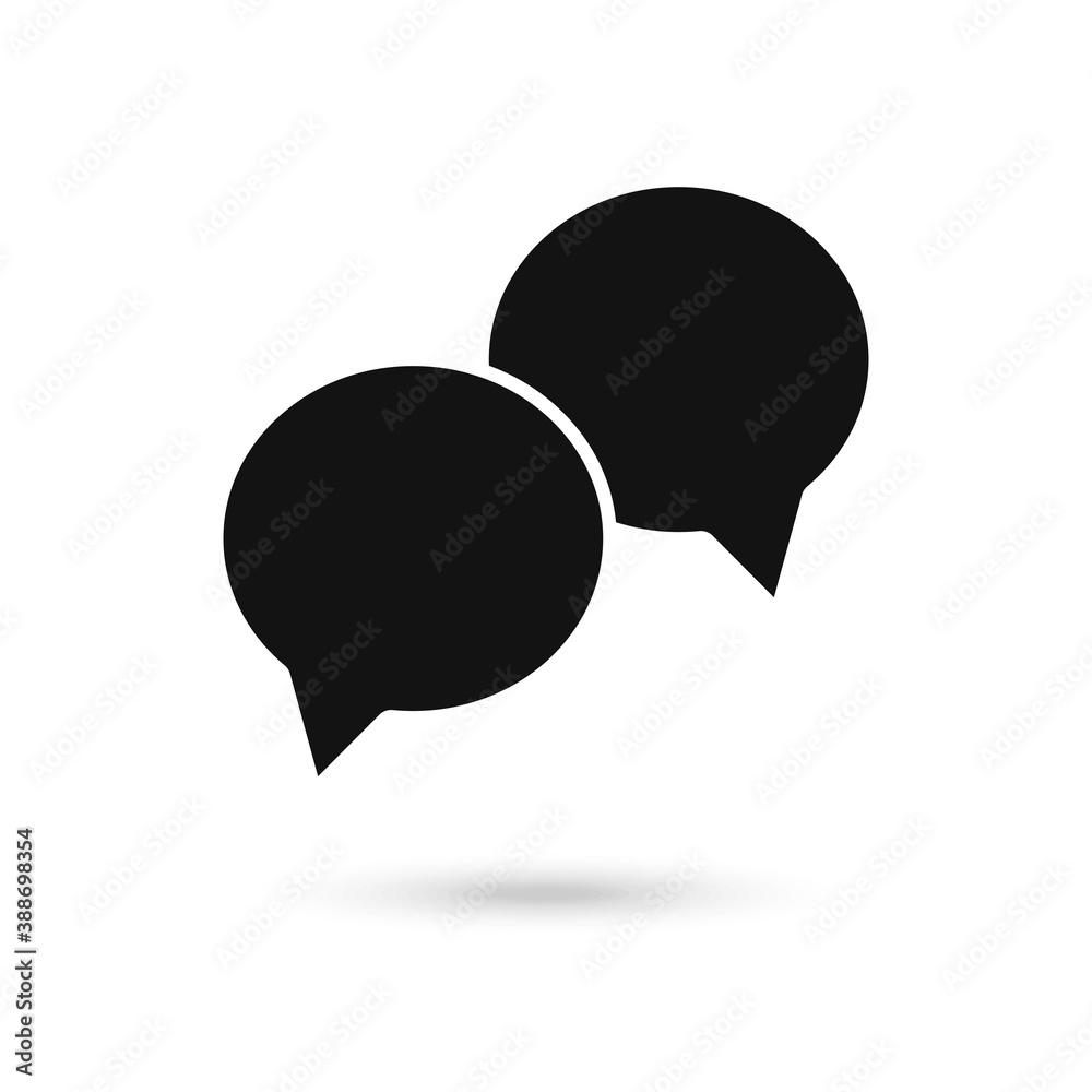 Two black speech bubbles icon, icon thin line for web and mobile, modern minimalistic flat design. Two black speech bubbles icon, icon thin line for web and mobile, modern minimalistic flat design.