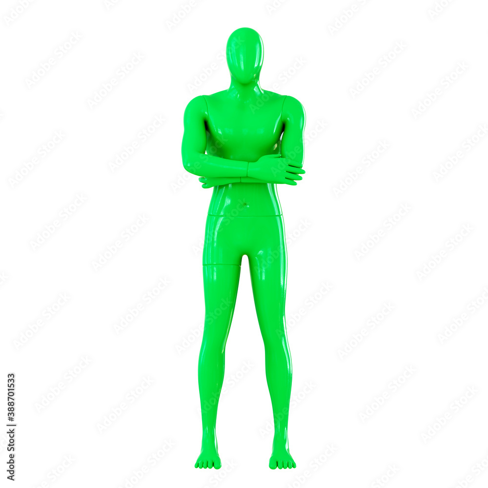 A male faceless mannequin of green color. 3d rendering A male faceless mannequin of green color. 3d rendering