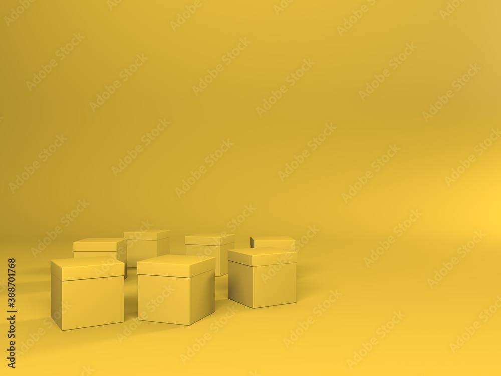 Obraz premium Gift boxes. Abstract background with packaging. 3D render