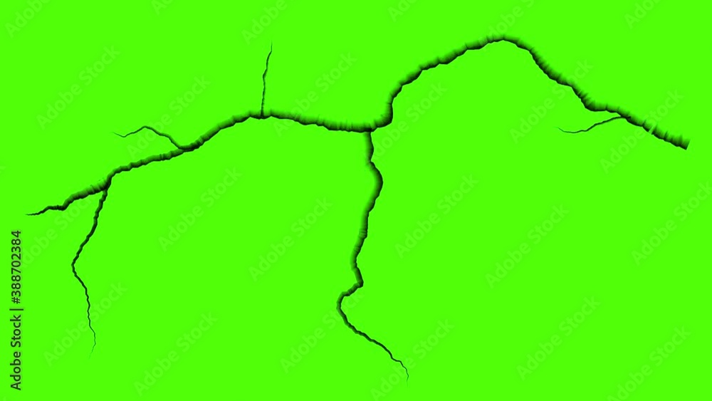 Wall Crack 1 on Green Screen