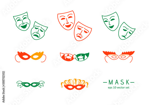 Mask - vector icons set.