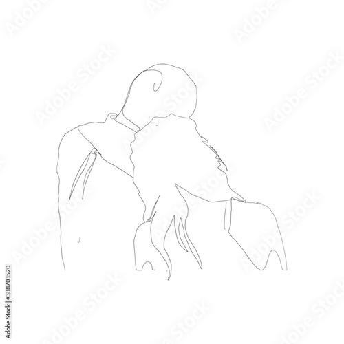 SINGLE-LINE DRAWING OF A MAN & A WOMAN DUO 3. This hand-drawn, continuous, line illustration is part of a collection inspired by the drawings of Picasso. Each gesture sketch was created by hand.