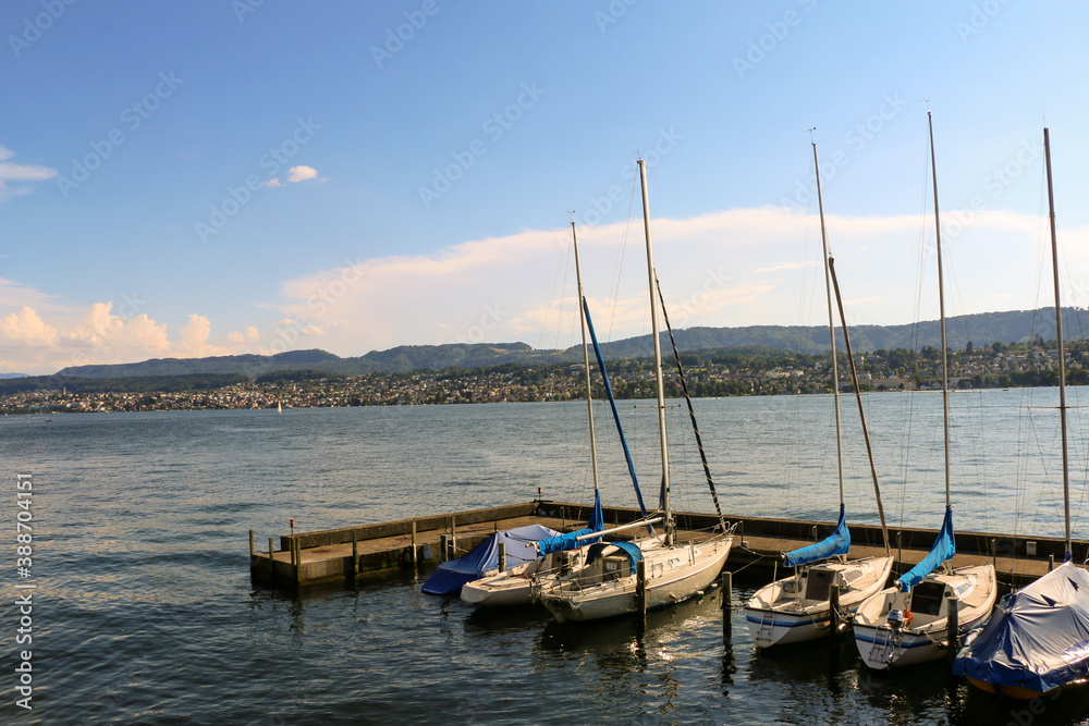 Beautiful lake view with some sailingboats