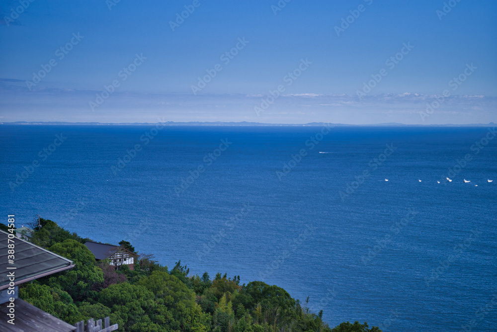 distant view of bousou peninsula from izu peninsula