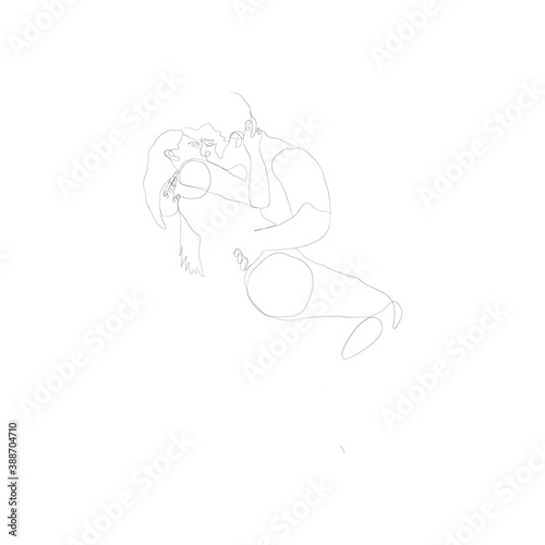 SINGLE-LINE DRAWING OF A MAN & A WOMAN DUO 6. This hand-drawn, continuous, line illustration is part of a collection inspired by the drawings of Picasso. Each gesture sketch was created by hand. 
