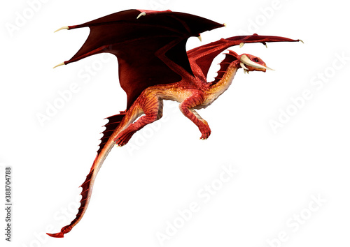 3D Rendering Fairy Tale Dragon on White