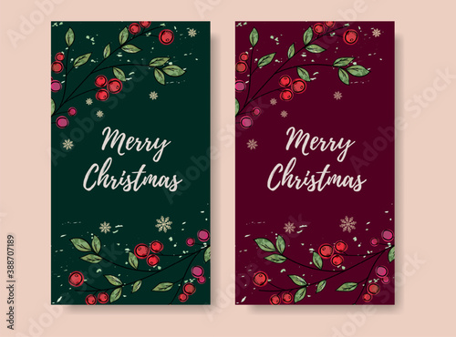 Merry Christmas greeting cards. Trendy square Winter Holidays art templates. New Years abstract trendy universal background templates. 