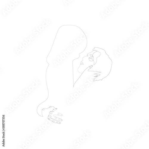 SINGLE-LINE DRAWING OF A MAN & A WOMAN DUO 12. This hand-drawn, continuous, line illustration is part of a collection inspired by the drawings of Picasso. Each gesture sketch was created by hand. 
