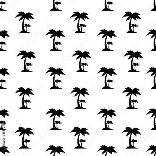 Palm trees seamless pattern on white background.