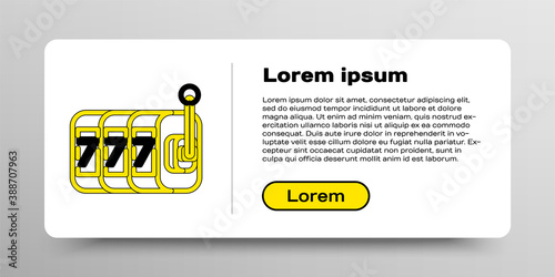Line Slot machine with lucky sevens jackpot icon isolated on white background. Colorful outline concept. Vector.