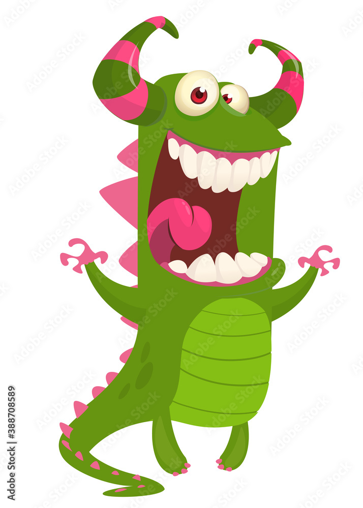 Fototapeta premium Funny cartoon monster. Illustration of cute monster creature. Halloween design